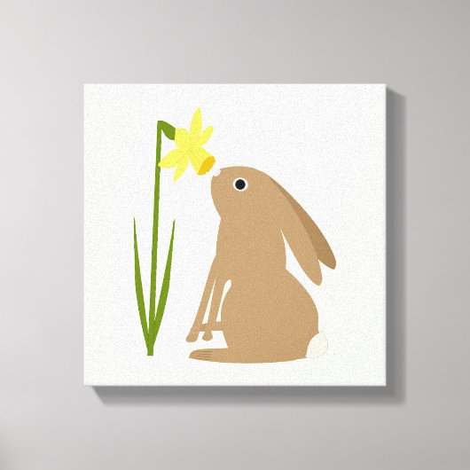 Paashaas Konijn en narcis bloem Canvas Afdruk (Voorkant)