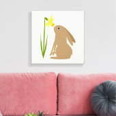 Paashaas Konijn en narcis bloem Canvas Afdruk (Insitu (Woonkamer))