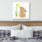 Paashaas Konijn en narcis bloem Canvas Afdruk (Insitu (Slaapkamer))