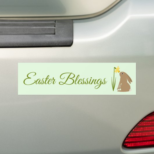 Paashaas Konijn en narcis bloem Custom Bumpersticker (Op auto)