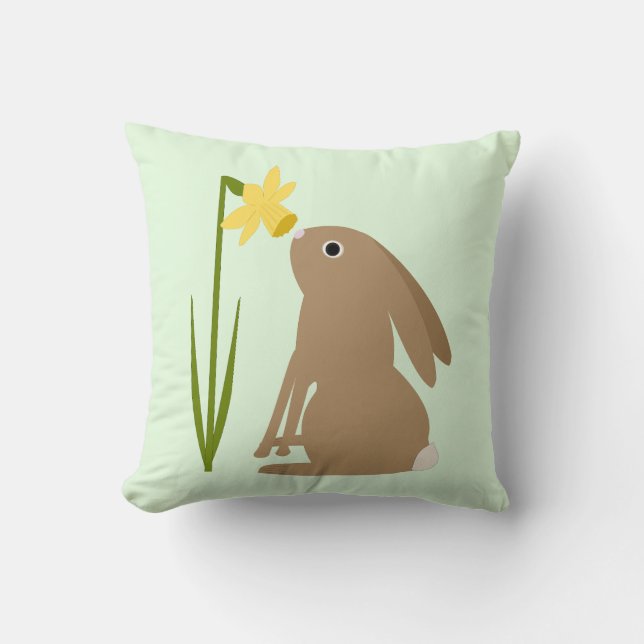 Paashaas Konijn en narcis bloem Kussen (Voorkant)