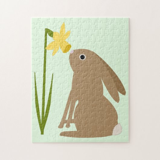 Paashaas Konijn en narcis bloem Legpuzzel (Verticaal)