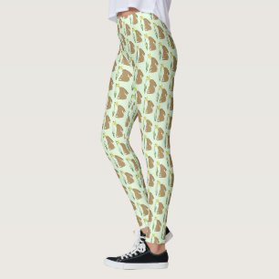 Paashaas Konijn en narcis bloem Patroon Leggings
