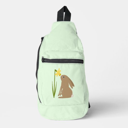 Paashaas Konijn en Narcis bloem Sling Bag (Voorkant)