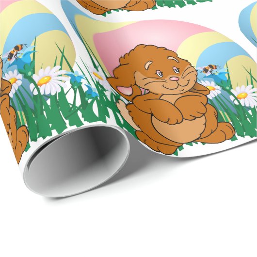 Paashaas konijn en paasei cadeaupapier (Rol Hoek)