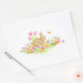Paashaas Konijn Gekleurde Eieren Bloemen Stickers (Envelop)