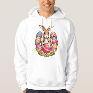 Paashaas konijn kleurrijke eieren paasei jacht hoodie