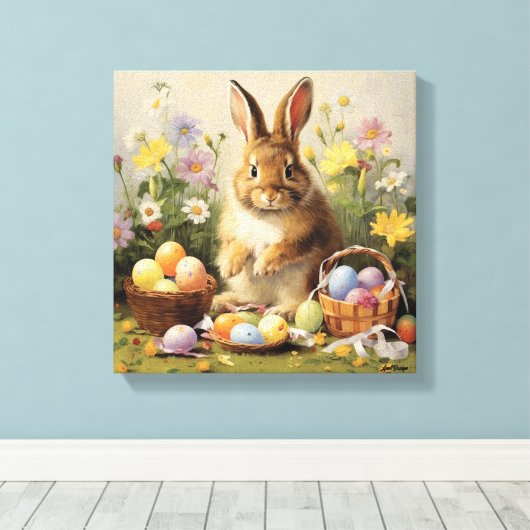 Paashaas konijn kunst canvas afdruk (Insitu (Houten vloer))