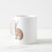 Paashaas Konijn met bloemen op het hoofd Koffiemok (Voorkant links)