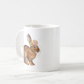 Paashaas Konijn met bloemen op het hoofd Koffiemok (Voorkant links)