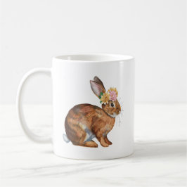 Paashaas Konijn met bloemen op het hoofd Koffiemok