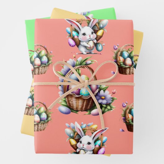 Paashaas konijn pastel eieren mand vakantie inpakpapier vel (In situ)