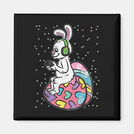 Paashaas Konijn Videogame Speler Met Controle Magneet (Voorkant)