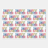 Paashaas Konijneneierenmand 3 Kinder Inpakpapier Vel (Voorkant)