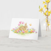 Paashaas Konijnengekleurde Eitjes Lente Natuur Kaart (Gele Bloem)