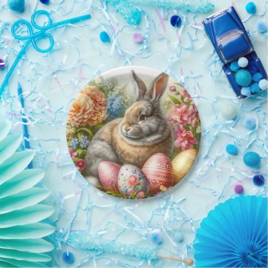Paashaas konijnenvakantie papieren bordje (Feest)