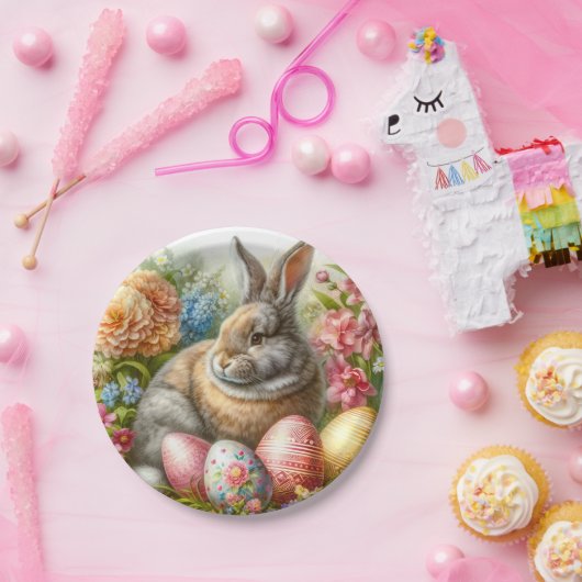 Paashaas konijnenvakantie papieren bordje (Feest)