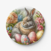 Paashaas konijnenvakantie papieren bordje (Voorkant)