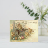 Paashaas Kuiken Gekleurde Geschilderde Ei Vlag Feestdagenkaart (Staand voorkant)