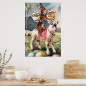 Paashaas Kuiken Gekleurde Geschilderde Eier Geit Poster (Keuken)
