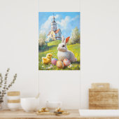 Paashaas & Kuiken Schattige schilderij Poster (Keuken)