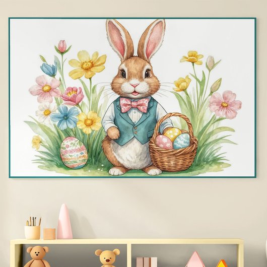 Paashaas Lente Bloemen Poster 