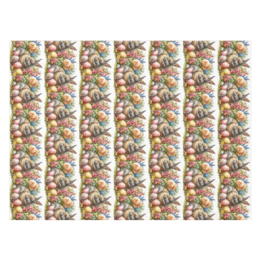  paashaas lente bloemen tafelkleed (Voorkant (Horizontaal))