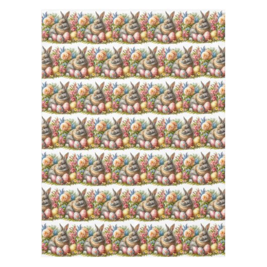  paashaas lente bloemen tafelkleed (Voorkant)