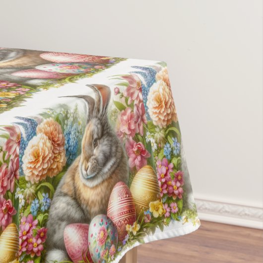  paashaas lente bloemen tafelkleed (Voorbeeld)