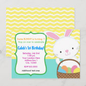 Paashaas Lente Chevron Kinderfeest Uitnodiging (Voorkant / Achterkant)