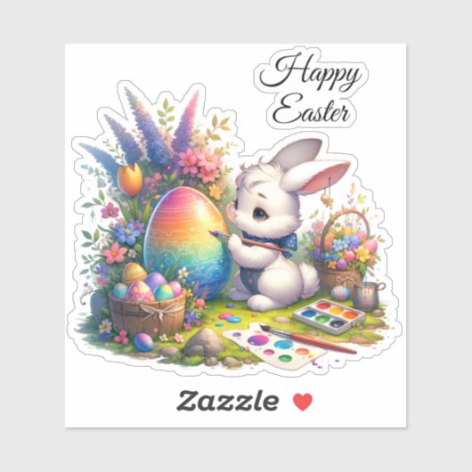 Paashaas Lente Feestvreugde Leuk Sticker (Vel)