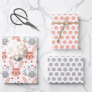 Paashaas lente inpakpapier set van 3 vel