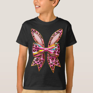 Paashaas Leopard Coquette Boog Happy Easter Girl T-shirt
