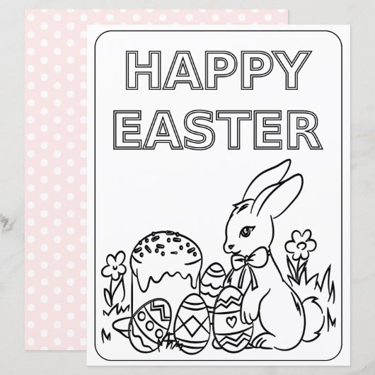 Paashaas Leuke kleurplaat Papier voor kinderen (Voorkant / Achterkant)