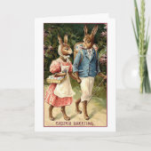  paashaas liefhebbend paar, feestdagen kaart (Voorkant)