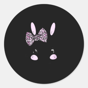 Paashaas Luipaard Strikdas Pasen Vrouwen Meisje Ronde Sticker