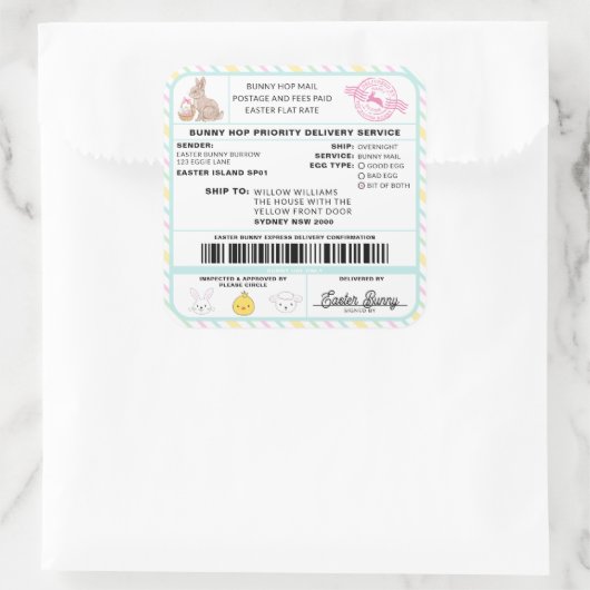 Paashaas Mail Verzendlabel Sticker (Tas)