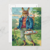 Paashaas mand gekleurd ei feestdagenkaart (Voorkant / Achterkant)