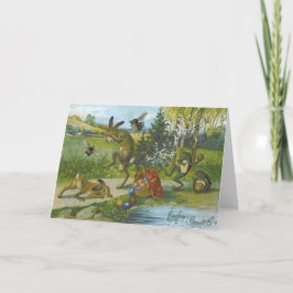 Paashaas mand gekleurde ei kikker feestdagen kaart