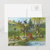 Paashaas mand gekleurde ei kikker feestdagenkaart (Voorkant / Achterkant)