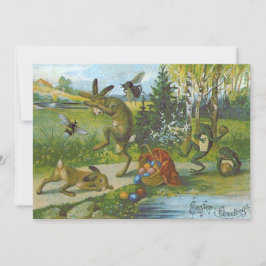 Paashaas mand gekleurde ei kikker kaart