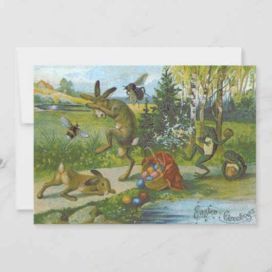 Paashaas mand gekleurde ei kikker kaart (Voorkant)