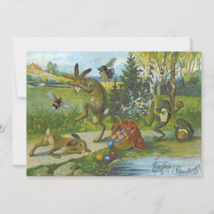 Paashaas mand gekleurde ei kikker kaart