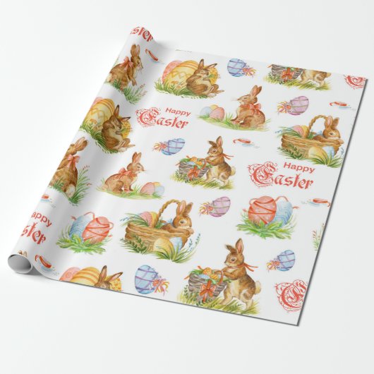  paashaas manden cadeaupapier (Uitgerold)