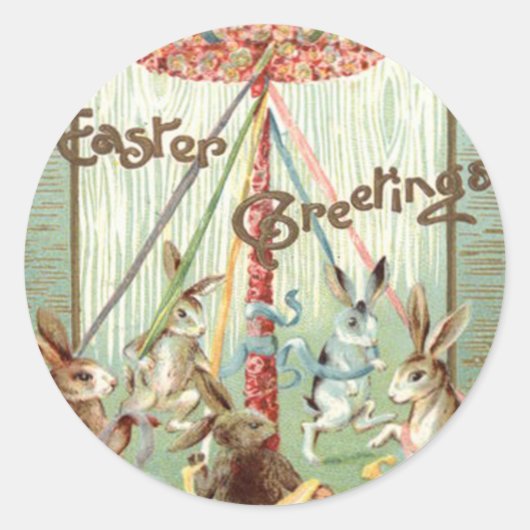 Paashaas Maypole Danslint Ronde Sticker (Voorkant)