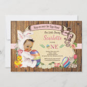 Paashaas meisje 1e verjaardag eierjacht  kaart (Voorkant)