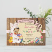 Paashaas meisje 1e verjaardag eierjacht  kaart (Staand voorkant)