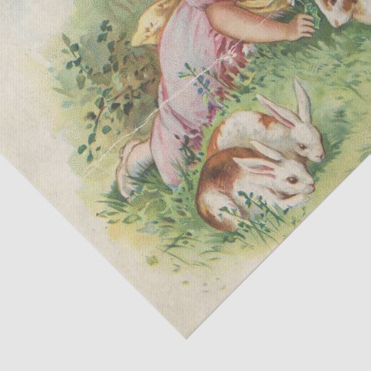 Paashaas Meisje  Briefkaart Kaart Tissuepapier (Detail)
