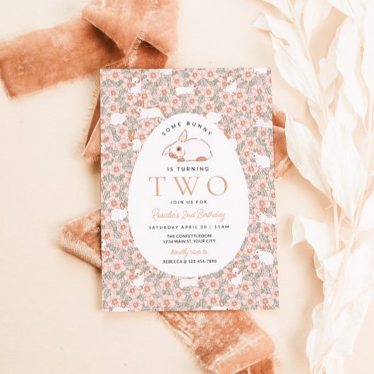 Paashaas Meisjes 2e verjaardag Uitnodiging