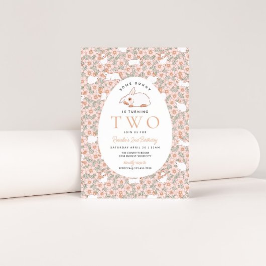 Paashaas Meisjes 2e verjaardag Uitnodiging